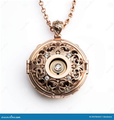 intricate rose gold pendant  diamonds pinhole camera inspired