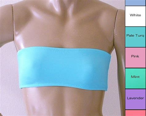 Strapless Bandeau Bikini Top In Mint Coral Baby Blue Turquoise Lavender White Pink Etsy