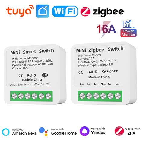 16A Tuya WiFi Zigbee Smart Switch 2 Way Control With Energy Monitor