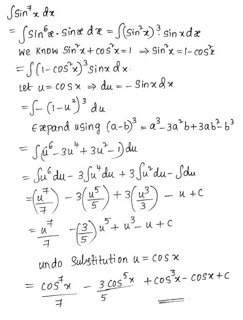 Evaluate The Following Integrals Intsin 7x Dx