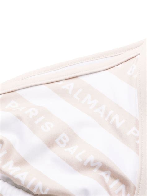 Balmain Logo Print Bikini Set Neutrals FARFETCH