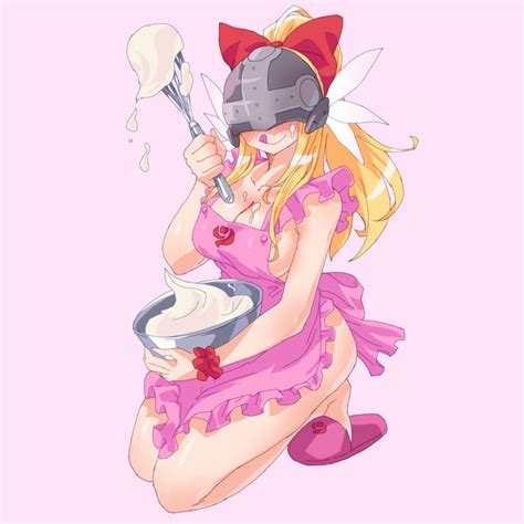 Gerusyu Angewomon Digimon Digimon Adventure 1girl Apron Baking Blonde Hair Blush Bowl