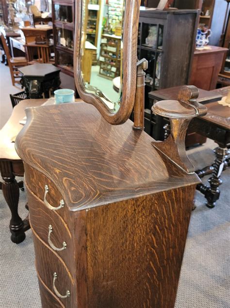 Bargain John S Antiques Antique Oak Lingerie Chest With Adjustable Bevel Mirror Original