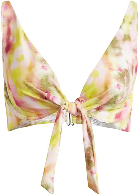 Haut de bikini à armatures stylé avec nœud citron vert tie dye Bon B