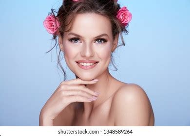 Smiling Woman Naked Shoulder Wearing Nude Stock Photo Shutterstock