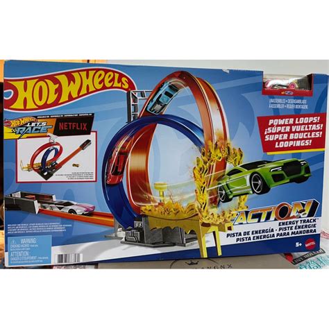 全新現貨 Hot Wheels 風火輪 小汽車 雙迴旋火圈軌道組 內附一台車 風火輪小汽車 蝦皮購物
