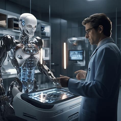 Premium AI Image | A doctor and a robot representing AI examining ...