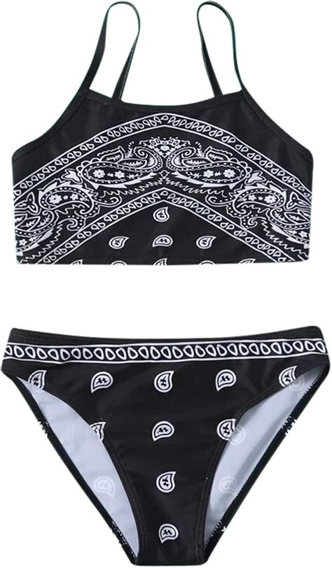 Solaxii Teiliger Druck Badeanzug F R M Dchen Badeanzug Bikini Bademode Tankini Kinder Mit