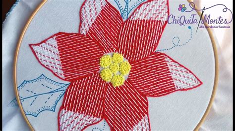 Bordado Fantasía Nochebuena 7 Hand Embroidery Poinsettia with Fantasy