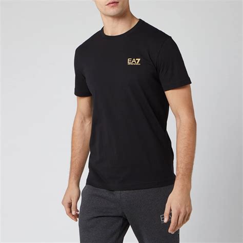 Emporio Armani Ea7 Mens Small Logo T Shirt Black Gold