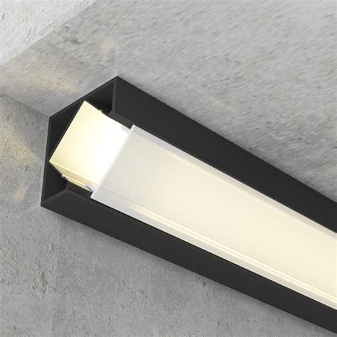 perfil de aluminio lacado preto kopep  metros led global