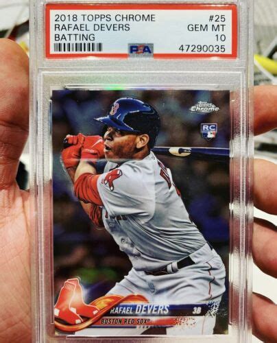 Topps Chrome Rafael Devers Batting Rookie Rc Psa Red Sox