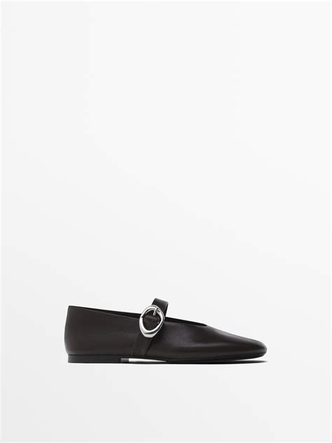 Ballet Flats With Metal Buckle Brown Zara Canada