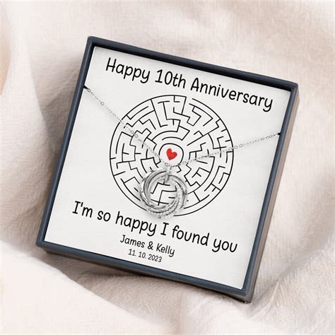 Personalized 10th Anniversary Necklace Tin Aluminum Wedding