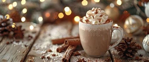 A Cup Of Hot Chocolate With Whipped Cream Stock Photo Image Of Tasty Beverage