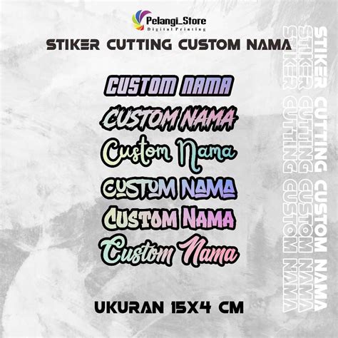 Jual Stiker Nama Hologram Dan Warna Tulisan Bebas Cutting Sticker Nama Custom Termurah Satu Hari