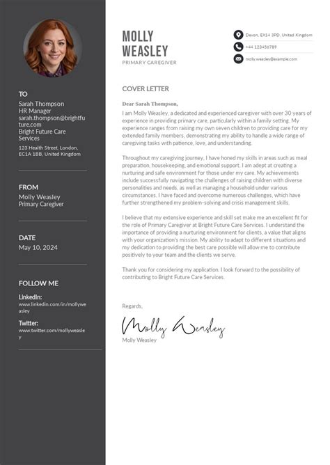 Primary Caregiver Cover Letter Templates And Writing Guide 2021