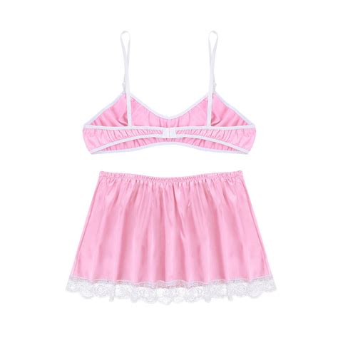 Sexy Men Lingerie Satin Lace Crossdresser Babydoll Bra Dress Sleepwear Underwear Qoo Ebay
