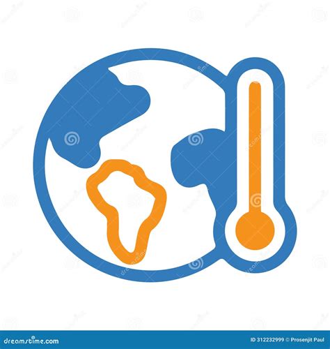 Globe World Measurement Temperature Hot Weather Global Warming Icon Stock Vector