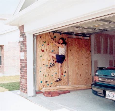 The Hahn's Homebuilt Climbing Wall (in our Garage)