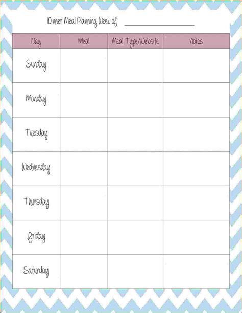 Printable Weekly Dinner Menu Planner Template Printable Templates Free