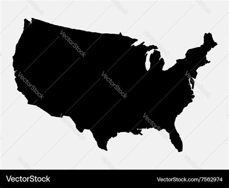 The United States Of America Map Silhouette Vector Image