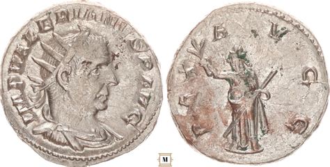 Roman Empire Antoninianus Valerian I Pax Avgg Pax Standing