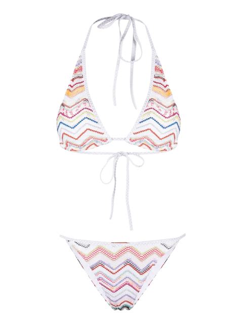 Missoni Zigzag Lurex Bikini White FARFETCH UK
