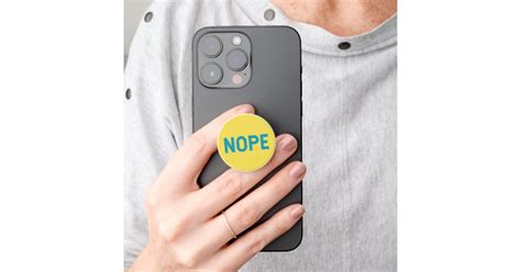 Nope Distressed Typography In Blue And Yellow Popsocket Zazzle