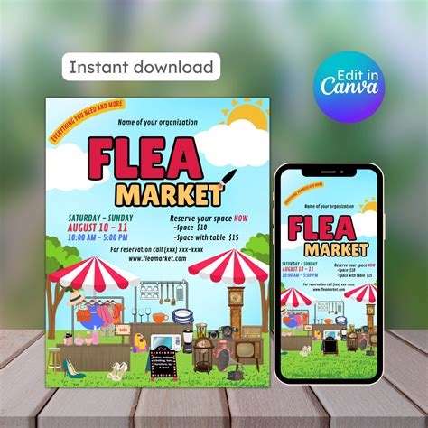 Flea Market Flyer, Community Event, Printable, Editable, Event Flyer