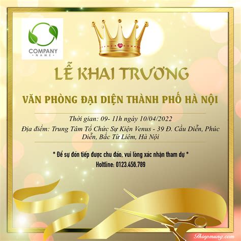 Tạo và tải mẫu thư mời khai trương vàng sang trọng