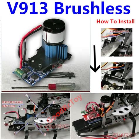 Wltoys V913 Brushless Motor KIT, with board, WL V913 2.4G 4ch RC Single ...