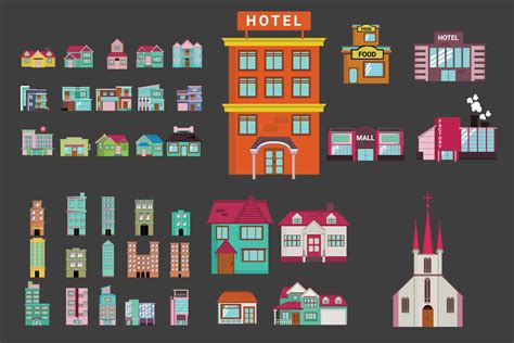 Building Assets Pack 13323982 Vector Art At Vecteezy
