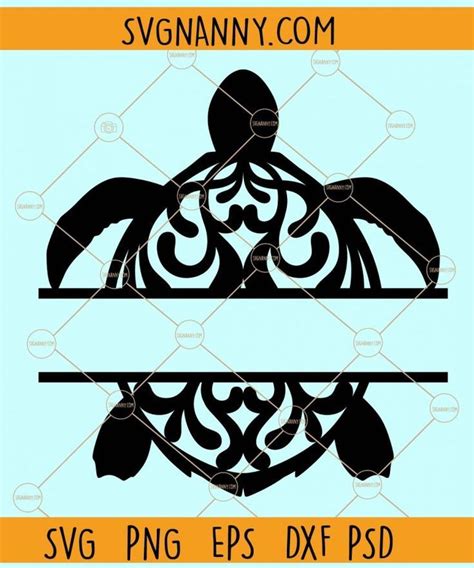 Split Turtle Monogram Svg Split Turtle Svg File Sea Turtle Svg