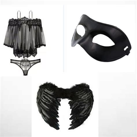 Jual Set Sexy Costume Costum Paket Lingerie Mask Wing Sayap Angel