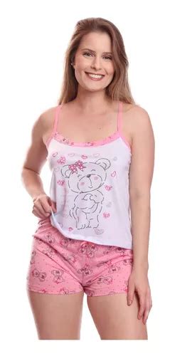 Conjunto Baby Doll Short Regata Pijama Sortido Parcelamento Sem Juros