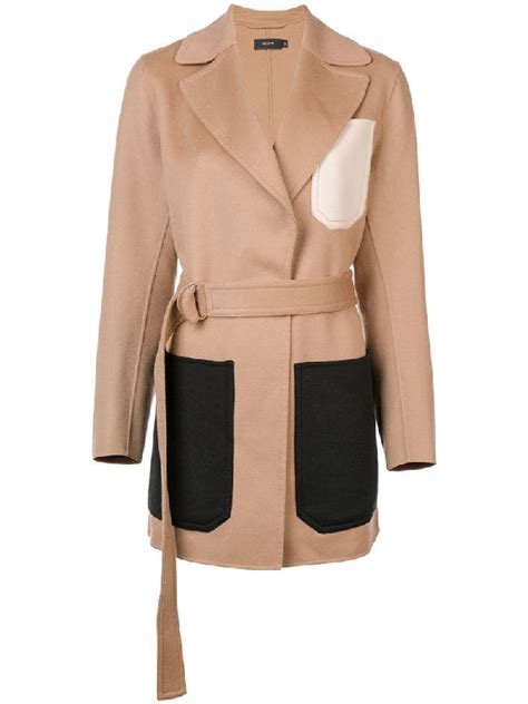 Joseph Marcus Belted Patchwork Effect Wool And Cashmere Blend Coat In