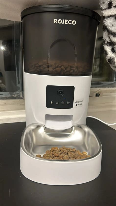 ROJECO Automatic Cat Feeder With Camera Food Dispenser Voice Recorde