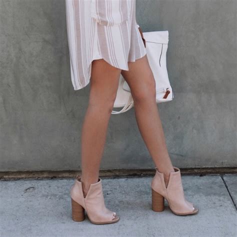 A Southern Gypsy Shoes Nude Cylinder Heel Peep Toe Booties Poshmark