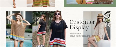 Dokotoo Women S Swimwear Beach Bikini Swimsuit Color Block Cover Ups Crochet Striped Side Split