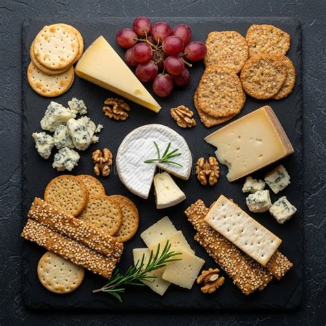 elegant cheese platter features  variety  cheeses including brie