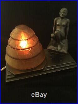 Art Deco Lamp ART DECO NOUVEAU NUDE FIGURAL LADY TABLE DESK LAMP W