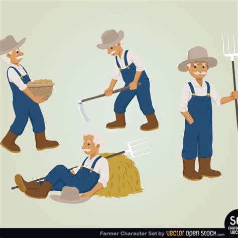 Free Vector Farmer Character Set | FreeVectors
