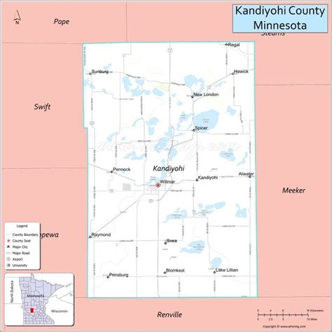 Map Of Kandiyohi County Minnesota Showing Cities Highways Important