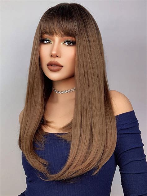 Long Straight Synthetic Wig With Bangs | Idee per capelli, Capelli