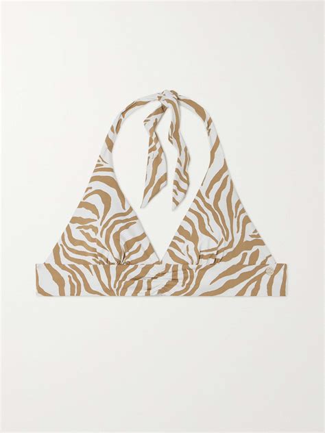 MAX MARA Beachwear Alberta Zebra Print Triangle Halterneck Bikini Top NET A PORTER