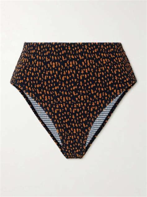 Totême Shirred printed stretch recycled bikini briefs REVERSIBLE