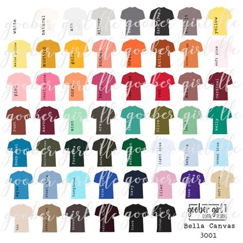 Bella Canvas Color Chart Bella Canvas Mockup T Shirt Etsy