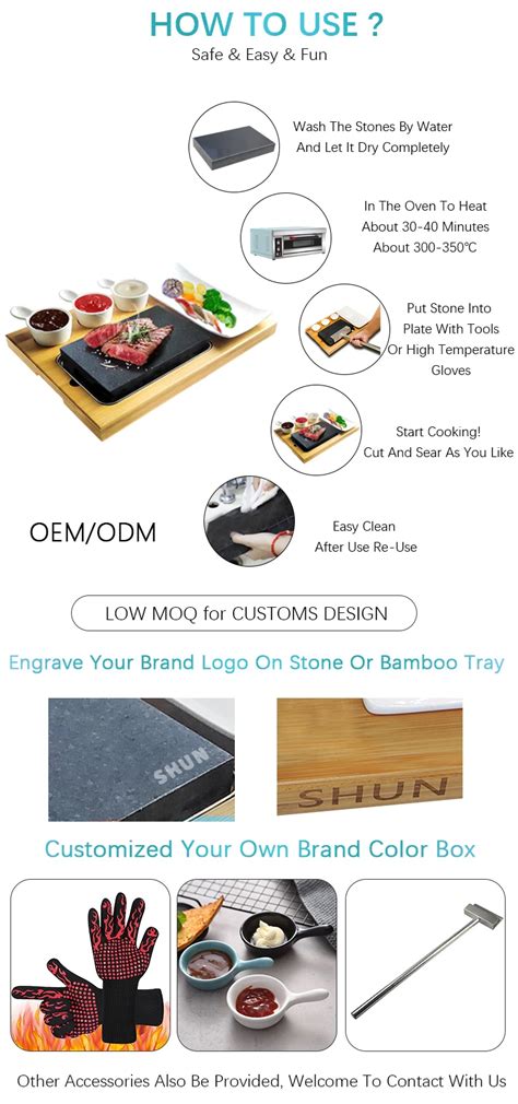 Wholesale Bbq Steak Cooking Grill Stone Lava Rock Grill Custom Logo Cooking Sizzling Hot Stone