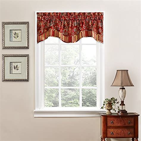 Waverly Navarra Floral Pattern Scalloped Window Valance Curtains 52 X 16 Crimson Pricepulse